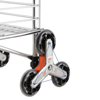 Chariot pliable en aluminium avec roues pour monter les escaliers, chariot de courses avec sac de transport, doublure argentée, capacité de 33 L, léger, 3,6 kg