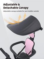 Tricycle poussette portable haut de gamme à 4 roues pour bébé, pliage en un clic, cadre en acier inoxydable, roues en PVC/PU, capacité de charge de 15 kg