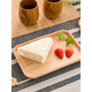 Plateau de service rectangulaire en bois pour thé et desserts, style japonais, assiette domestique, motif uni - Product Image 2