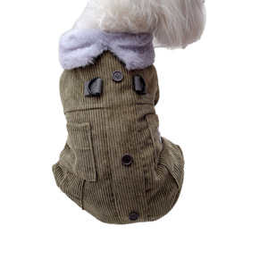 Manteau en velours côtelé vert pour chien, vêtements d'hiver et d'automne réglables pour chiens de petite et moyenne taille, Teddy Bichon Frise Schnauzer - Product Image 4