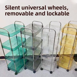 Großhandel Transparenter Acryl-Rollwagen mit Rädern Mehrstöckiger Durchsichtiger Aufbewahrungswagen Luxuriöses Bodenorganisationsregal - Product Image 3