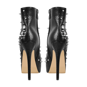 Botines de <span class=keywords><strong>plataforma</strong></span> con tachuelas y estampado de serpiente para mujer, botas de tacón alto con cristal con pinchos, botines de fiesta Punk para club nocturno - Product Image 4