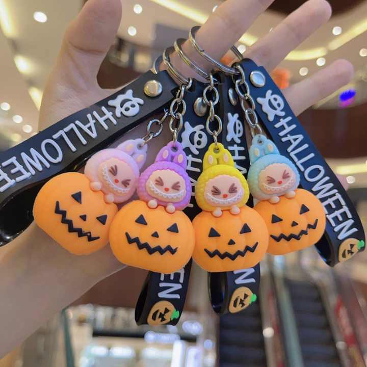 Cute Cartoon Halloween pumpkin KeyChains For School Bag accessories