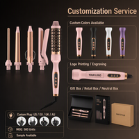 Ensemble de fer à friser en céramique tourmaline 6 en 1, barils interchangeables, chauffe rapide, écran LCD réglable, CE FCC, double tension, styler pour cheveux