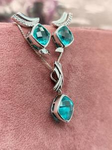 Elegante Colección de Joyería de Plata de Ley 925 con Collar con Colgante de Cristal de Cuarzo Real y Pendientes a Juego para Mujer - Product Image 4