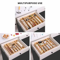 Organisateur de tiroir à couverts universel extensible BSB07-1 en bambou 100% naturel, 8 compartiments, plateau porte-ustensiles de cuisine