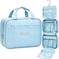 Pochette de maquillage matelassée en polyester à suspendre, trousse de toilette de voyage multi-plis imperméable pour femmes