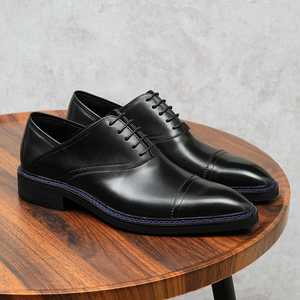 Chaussures formelles en cuir véritable de qualité professionnelle, imperméables, respirantes, style rétro britannique, motif léopard, chaussures pour hommes - Product Image 2