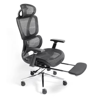 Chaise de bureau ergonomique pivotante à double dossier en maille avec repose-pieds et support lombaire pour bureau à domicile
