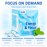 OEM ODM Marque Privée Chewing-gum Énergisant 40mg Chewing-gum à la Caféine Naturelle 60mg L-Théanine B6 B12 Sans Sucre Supplément Menthe Poivrée