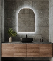 Salon Arche Salle De Bains Miroir Smart Mur Miroir Sans Cadre LED Miroir De Maquillage avec 3 Couleurs Lumière Stepless Dimmable
