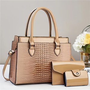 Sac fourre-tout décontracté grande capacité pour femme, sac à bandoulière pratique avec fermeture éclair, nouveau ensemble trois pièces transfrontalier avec motif <span class=keywords><strong>crocodile</strong></span> - Product Image 6