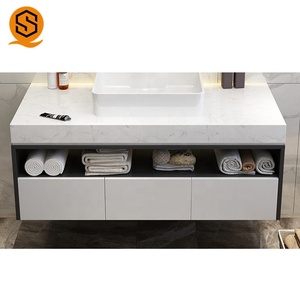 Ensemble <span class=keywords><strong>de</strong></span> coiffeuse <span class=keywords><strong>de</strong></span> <span class=keywords><strong>salle</strong></span> <span class=keywords><strong>de</strong></span> <span class=keywords><strong>bain</strong></span> murale européenne moderne Shinestone avec lavabo simple et double - Product Image 3