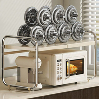 Étagère de cuisine multifonctionnelle extensible à 2 niveaux en métal pour micro-ondes et four grille-pain