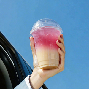 Wholesale for Customized Cold Beverage Juice Drink Coffee Milkshake Boba Tea PET 90mm 12oz Clear <b>Plastic</b> <b>Cups</b> with Lid - Product Image 1