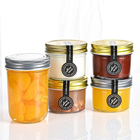 Vente en gros de 100ml 200ml 750ml Pots de confiture de nourriture de cuisine d'épices à large ouverture Pots en verre vides pour confitures