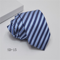 Cravate Formelle Bleu Marine en Polyester de Gros, Cravate d'Affaires Faite à la Main Haut de Gamme, Cravate Rayée 100% Polyester pour Hommes
