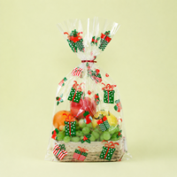 Sacs d'emballage cadeau de Noël personnalisés en polypropylène transparent (BOPP) durables, thermoscellables, imprimés en sérigraphie, matériau de qualité alimentaire