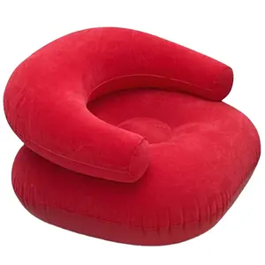 portable plush bean bag chair ultra soft U-shape flocking inflatable sofa air cushion chair living room furniture