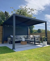 Pergola à lames en aluminium pour villa, cour, bord de piscine, jardin, terrasse, toit rétractable motorisé, imperméable, résistant à la pluie, pavillon