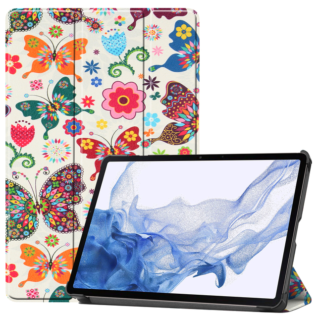 Simple Folio Leather Trifold Tablet Case for Samsung for Galaxy Tab S8 11\" SM-X700 SM-X706 S7 Color Painting Tablet Cover