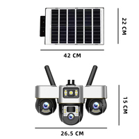 Caméra WiFi V380 Pro, lampadaires solaires 250W avec caméra CCTV extérieure, caméra de sécurité à alerte de mouvement avec charge solaire 16W