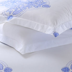 Set di Biancheria da Letto in Raso di Cotone 100%, Lussuoso Completo Stampato Blu <span class=keywords><strong>Sogno</strong></span> con <span class=keywords><strong>Lenzuola</strong></span>/Copripiumini/Federe, Alta Qualità e Buona Traspirabilità - Product Image 4