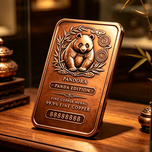Barre de cuivre de 1 kg, édition Panda, 99,9 % cuivre, pour souvenir ou objet de collection - Product Image 1