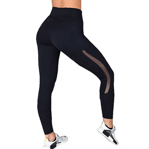 High Waist Yoga <b>Leggings</b> with Pockets <b>Mesh</b> Panel Tummy Control Seamless Workout Pants for <b>Gym</b> Running - Product Image 4