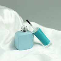 Flacon de vernis à ongles carré vide de 10 ml avec bouchon bleu, design unique, nouveau conditionnement en verre avec pinceau, vente en gros