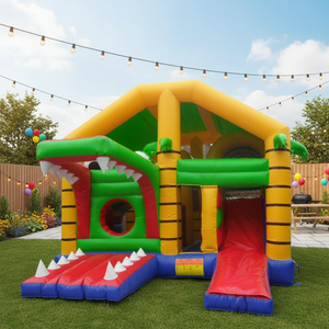 Красивый коммерческий надувной замок в виде динозавра с сухой горкой, надувной батут и горка - Product Image 1