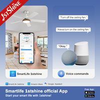 Ventilateur de plafond 1stshine moderne intelligent avec fonction minuterie, flux d'air puissant, télécommande, robuste, haute efficacité, avec lumière