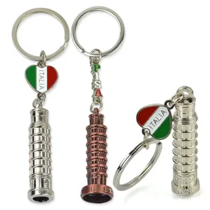 Porte-clés en émail de pays en métal de conception personnalisée 3d, porte-clés Souvenir touristique de Rome italie