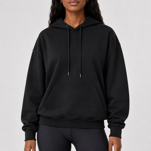 Sudadera con Capucha Extra Grande para Mujer, Color Sólido, Felpa de Algodón, Bolsillo Frontal, Largo Regular, Modelo Phoenix para Otoño - Product Image 2