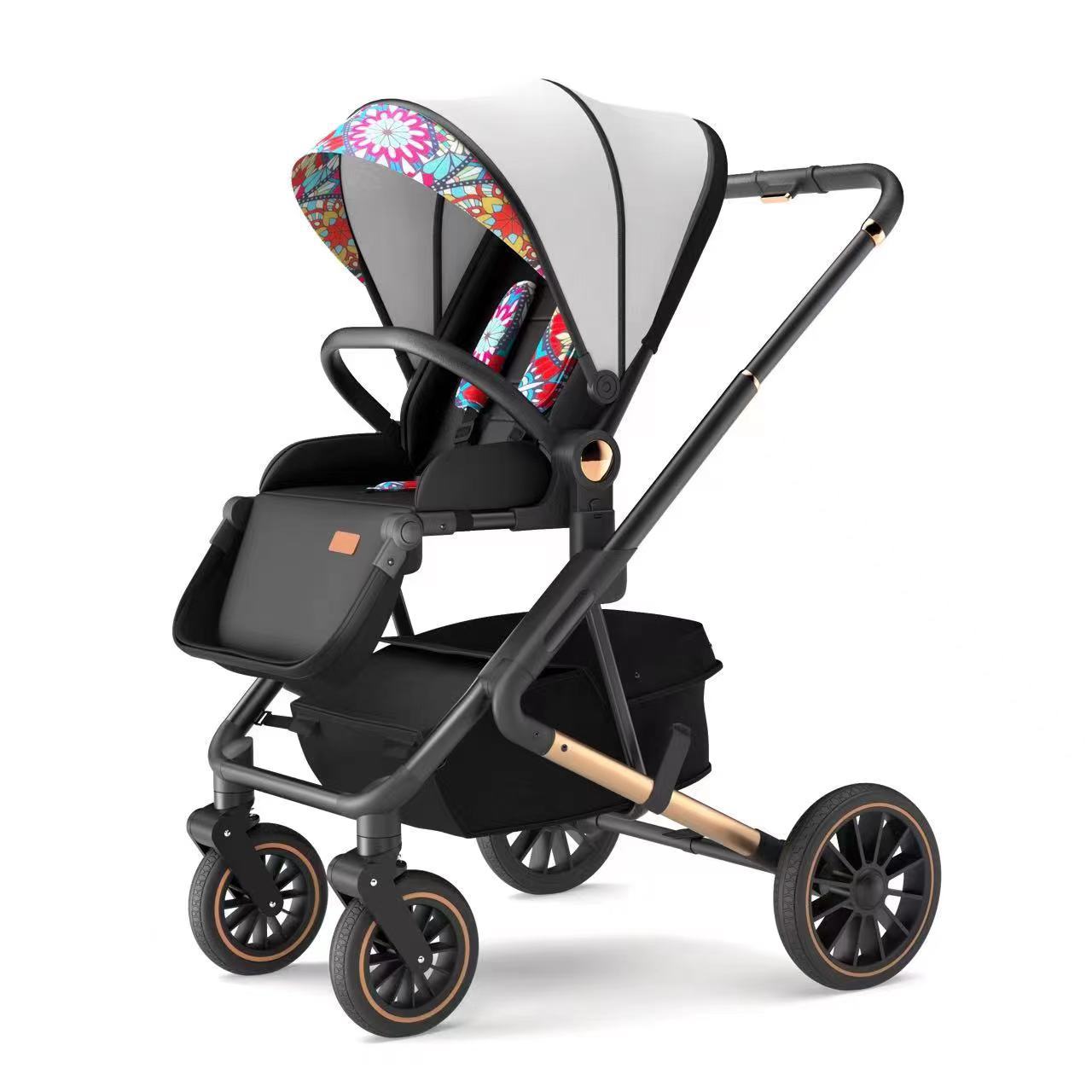 Mommy & Me Deluxe Foldable Doll Stroller - Adjustable Handle With Swivel Wheels & Diaper Bag