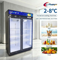 Congélateur vertical haut de gamme en acier inoxydable de 400 L avec système de refroidissement par ventilateur pour les cafés modernes et les zones de jus