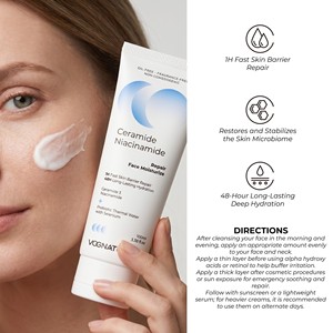 Crème Hydratante Visage Marque Blanche Double Réparation à la Céramide, Niacinamide et <span class=keywords><strong>Eau</strong></span> <span class=keywords><strong>Thermale</strong></span> Prébiotique - Product Image 4