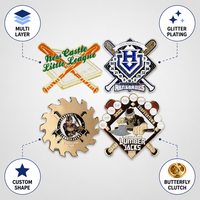 Badge de baseball personnalisé OEM en émail, épingle de revers sportive en alliage de zinc avec logo, nom de mascotte pour collection de l'équipe de jeunes de Cooperstown, cadeau