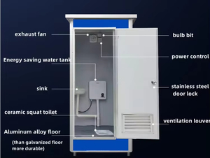 Mobile Outdoor Portable Steel Aluminum <b>Frame</b> Durable Eco-Friendly Chemical WC Toilet Bathroom Set with 5 Year Warranty - Product Image 2