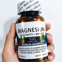 Capsules de glycinate de magnésium végétaliennes à marque privée OEM / Complément de glycinate de magnésium / Comprimés de glycinate de magnésium