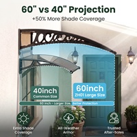 Auvent en polycarbonate robuste à fixation ABS, idéal pour balcon, villa et cour – Meilleures ventes