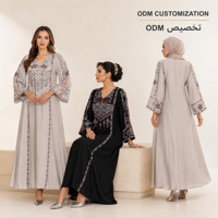 YSYL 2026 Nouvelle Robe Abaya Personnalisée Longue à Col en V Ample, Broderie Florale Culturelle au Toucher Agréable, Effet Drapé Doux, ODM/OEM