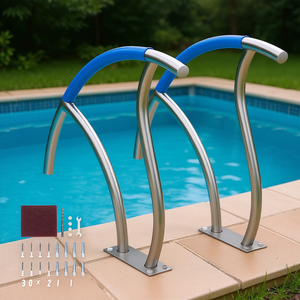 Pasamanos de Acero Inoxidable de 2 Piezas para Piscina, 30x30 Pulgadas, con Placa Base para Spas, Resistente a la Corrosión - Product Image 2