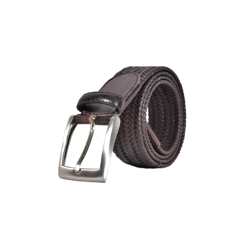 Braided Belts Fashion Men Leather Global Recycled Standard Woven Belt Knitted OEM Customized Pin Buckle Stretch Elastic Braided Belt