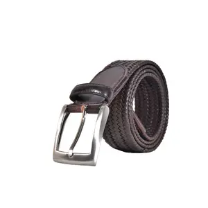De cuero de los hombres de moda mundial reciclado estándar cinturón de cinta tejida de OEM personalizado hebilla elástico Cinturón trenzado