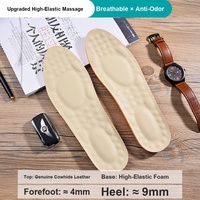 Semelles intérieures en cuir de vache véritable pour hommes et femmes, respirantes, déodorantes, souples, absorbant les chocs, pour chaussures de sport, pleine longueur