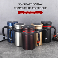 Couvercle de tasse à vide en acier inoxydable, impression personnalisée, affichage intelligent de la température, tasse à café avec poignée, Sublimation, 18oz