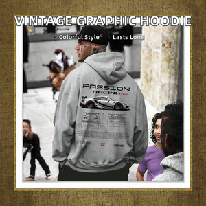 Sweat à capuche à cordon de serrage en molleton à impression numérique vintage pour homme, marque privée, personnalisé, manches longues, thermique, hiver - Product Image 2