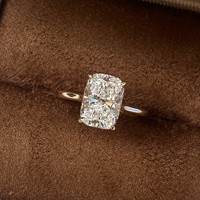 Bague de bijouterie fantaisie sur mesure, diamant de laboratoire et synthétique, taille coussin, pureté D E F VVS1 VS, or 18k 14k