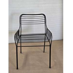 Silla de Comedor de Diseño Moderno con Estructura de Alambre, Acabado en Recubrimiento de Polvo Negro, Portátil para Uso en Parques - Product Image 2